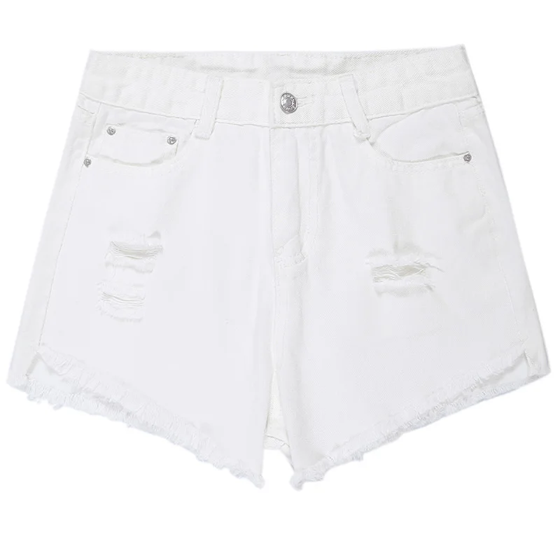 White Black Denim Shorts Women 2018 Fashion Tassel Hole High Waist Short Summer Jeans Sexy Mini For Woman Street Wear | Женская одежда