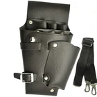 Сумка из искусственной кожи с заклепками и заклепками для волос, заколки, сумка для парикмахерских ножниц, кобура, чехол-держатель с поясным ремнем, черный цвет