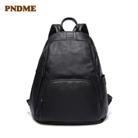 large capacity male bag leather backpack leisure head layer leather large capacity black backpack