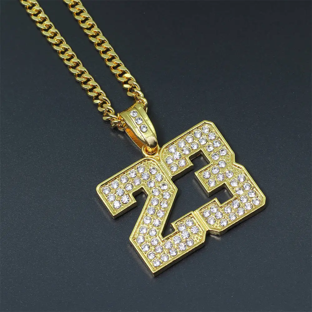 Bnrelease хип хоп Iced Out Полный Стразы сплав номер 23 Джордан кулон ожерелье Bling рэппер ювелирные изделия
