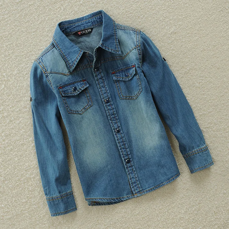 Рубашка джинсовая с длинным рукавом для мальчиков на весну/лето|boys shirts|kids shirtsboys