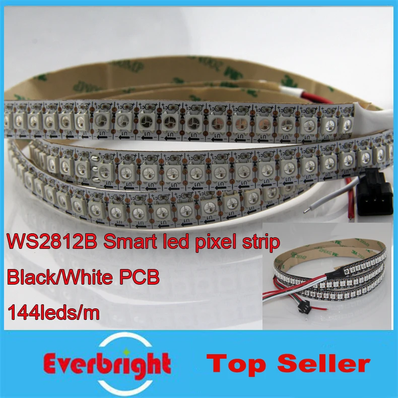 

Светодиодные пиксельные ленты, 1 м/2 м, 144 пикселей, WS2812B WS2812 2812 5050 RGB, свет мечты, цвет без водонепроницаемости, для использования в помещении