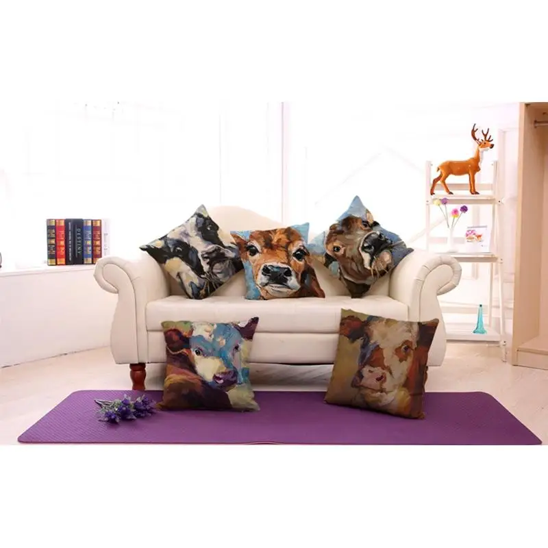 Saideng 18 дюймов с принтом коровы Подушки Детские чехол хлопок лен Наволочки дома
