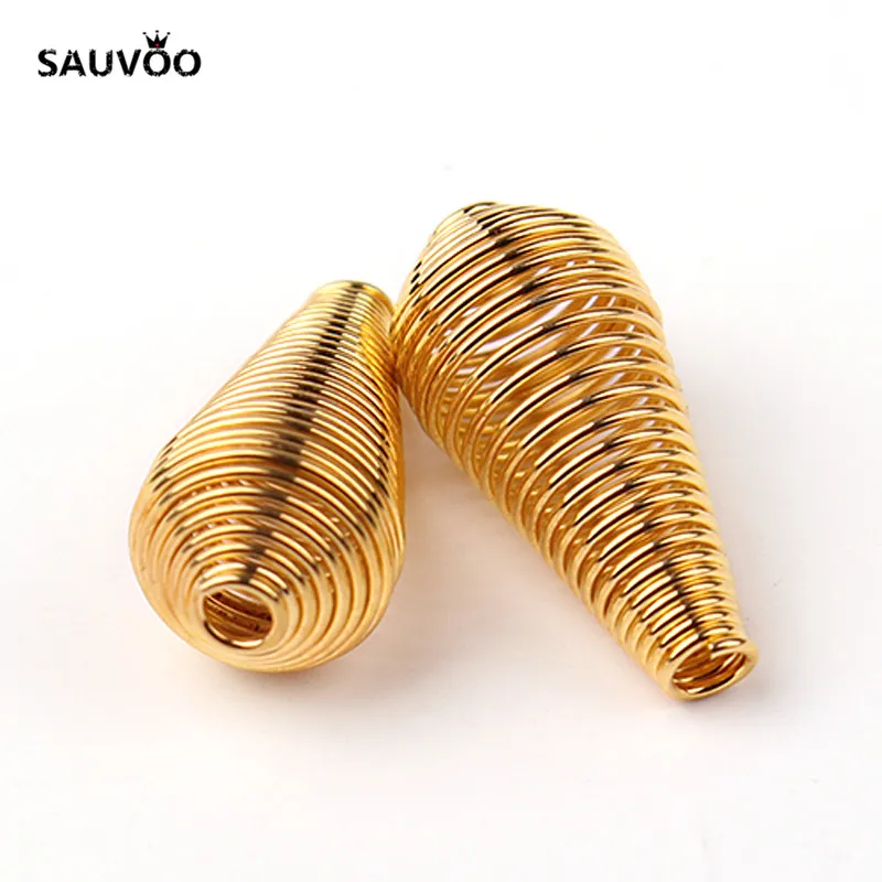 

SAUVOO 50pcs/lot Round Spring Spacer Charms Beads 21mm Length Gold Color for DIY Bracelet Necklace Jewelry Making Material F2031