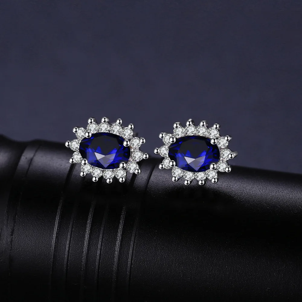 Jewelrypalace 1.5ct Овальный Синий сапфир Серьги Стад стерлингового серебра 925 Мода