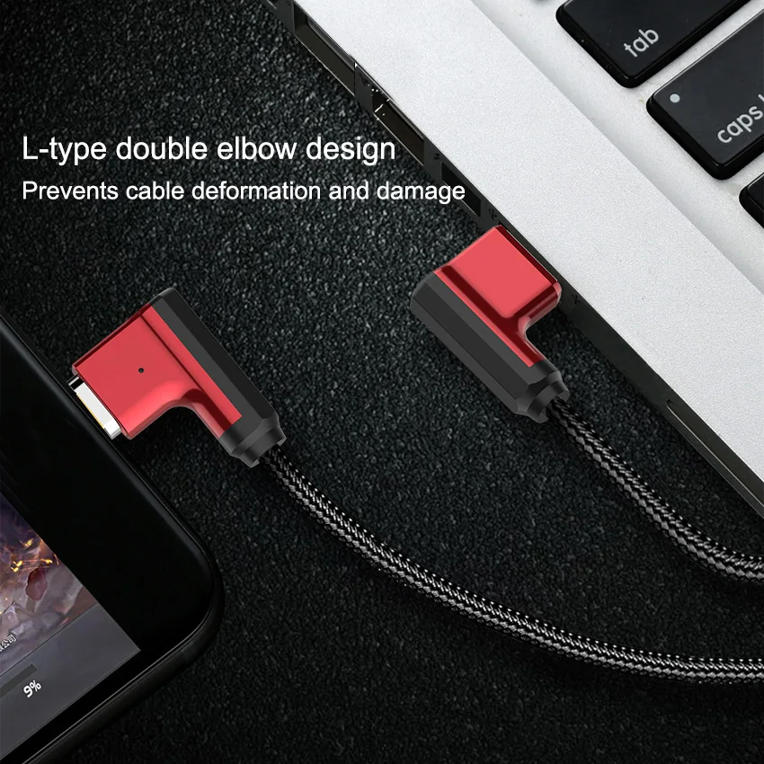 2 в 1 Магнитный 90 градусов 1 м микро USB кабель Быстрая зарядка данных 5V2A Плетеный Тип C L форма зарядное устройство для Xiaomi samsung