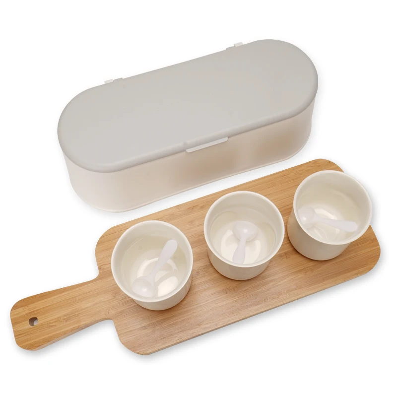 Migecon Ceramic Condiment Box Porcelain and Bamboo Cover Seasoning Spice Jar Salt Sugar Can Kitchenware Accessories | Дом и сад
