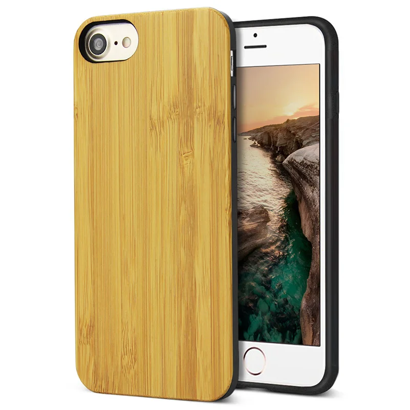 YFWOOD Ретро Натуральной Древесины Бамбука Чехол Для iPhone 7 8 ИСКУССТВЕННАЯ Кожа Флип Слот для Карты Задняя Крышка Для Apple iPhone7