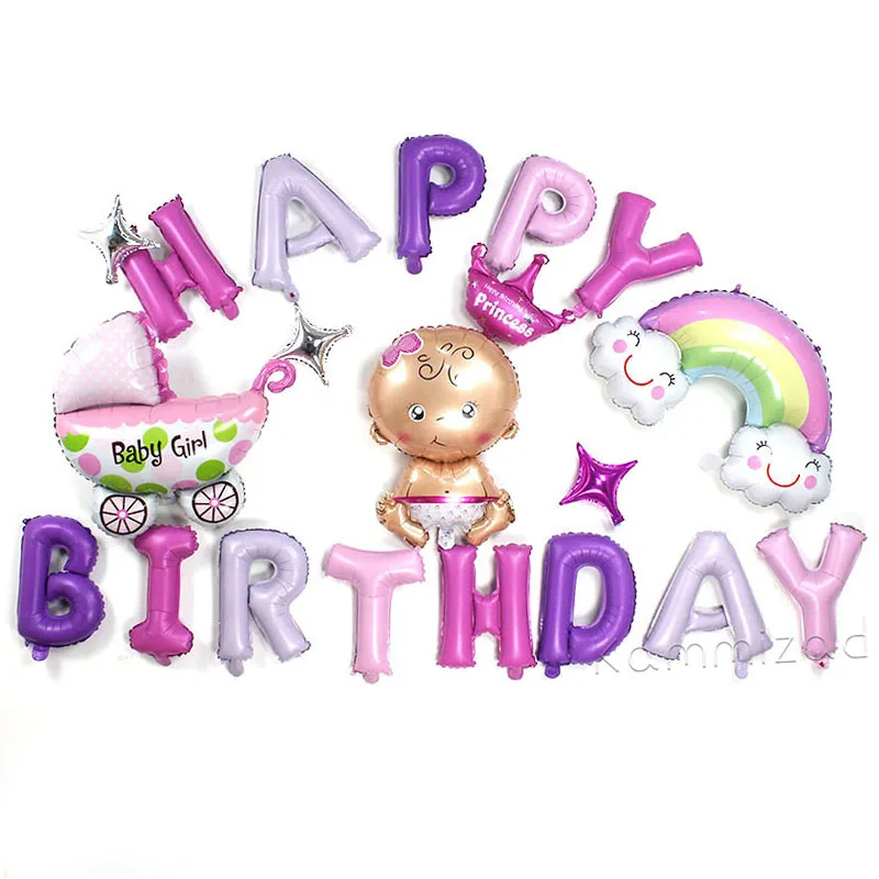 Princess Crown фольгированные шары 20 шт./компл. с днем рождения письмо Globos Фламинго