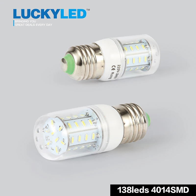 LUCKYLED светодиодный кукурузный светильник лампочка E27 светодиодный светильник 220V SMD4014 36 56 72 96 138 светодиодный s 360 угол люстра Свеча светильник ing лампада светодиодный