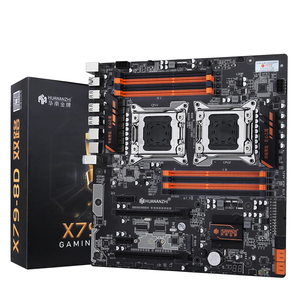 HUNNANZHI X79 двойной CPU E-ATX USB3.0 SATA3 PCI-E SSD M.2 256G четыре канала поддержка памяти REG ECC и