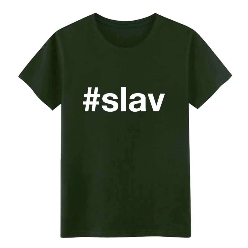 Мужская футболка SLAV на заказ с круглым воротником уличная мода весенне осенняя