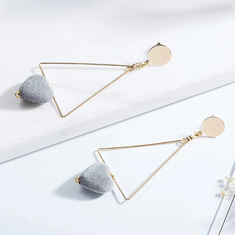 Луна над бренд простые геометрические Треугольники серьги замши сердце милый