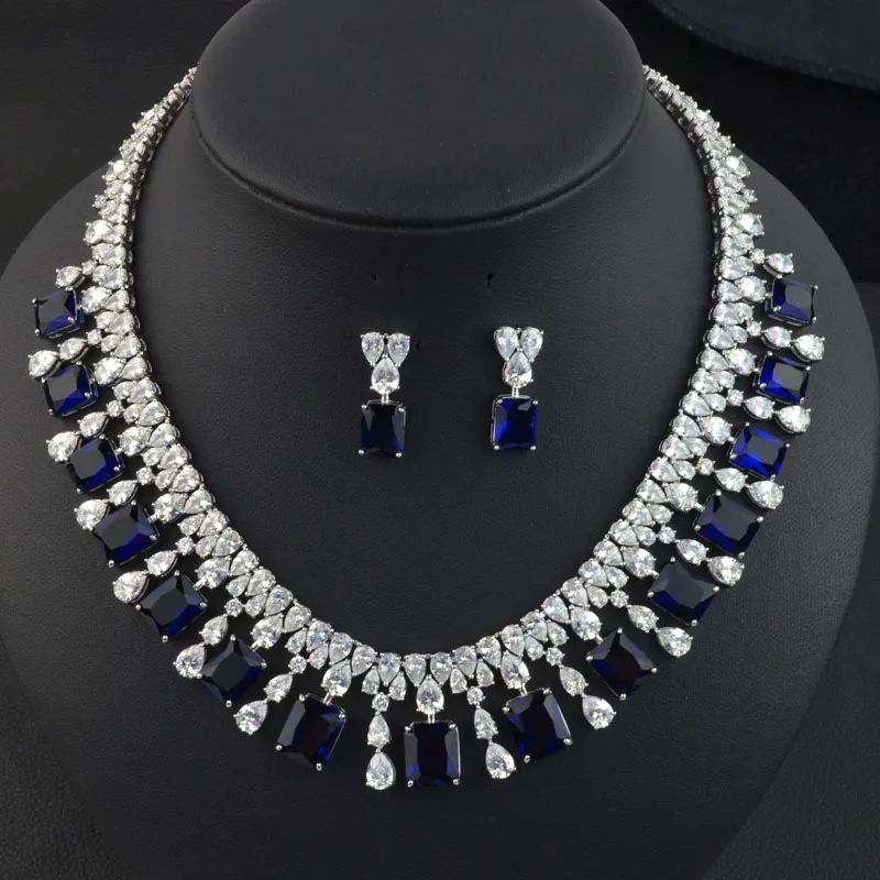 Серьги-колье с фианитом большие блестящие белые красные зеленые синие набор