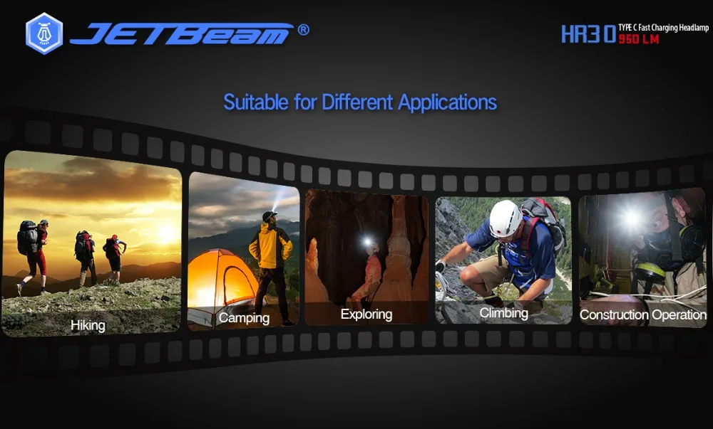 Новейший JETBeam HR30 фонарик usb type C Быстрая зарядка налобный фонарь SST40 N5 светодиодный 1*18650 Li-ion/2* CR123A/2*20700