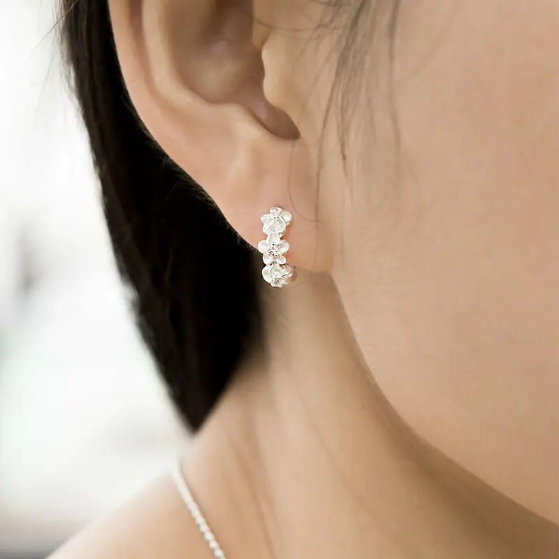 Sa silverage натуральная 925 серебро Fine Jewelry Серьги кольца для женщин три цветка круг AAA CZ