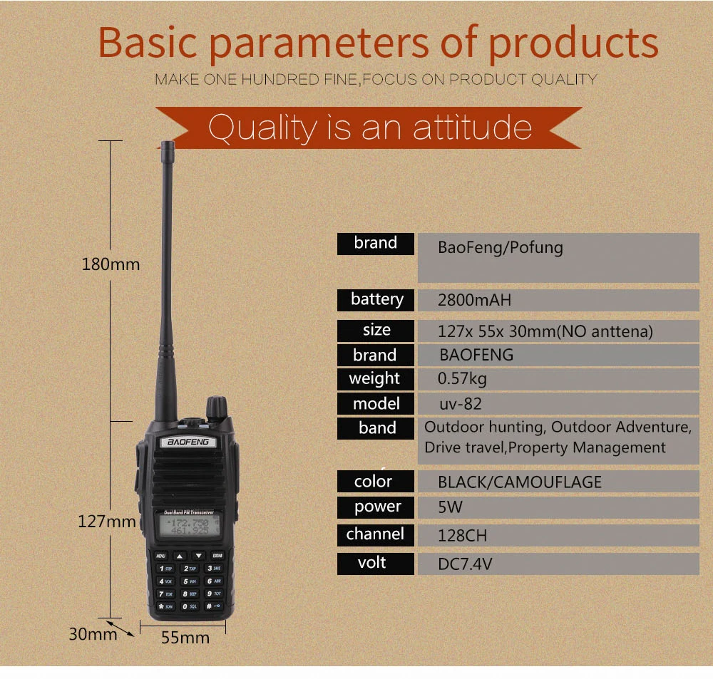 2 шт. BaoFeng UV-82 cb радио портативная рация для автомобиля для охоты, альпинизма, удобная станция, приемник, двухсторонний радиоприемник, дальний радиус действия 10 км