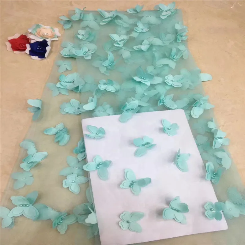 Madison Wedding Lace Fabric 3D Beads Flowers French Fabrics For Dress Tulle Nigerian | Дом и сад