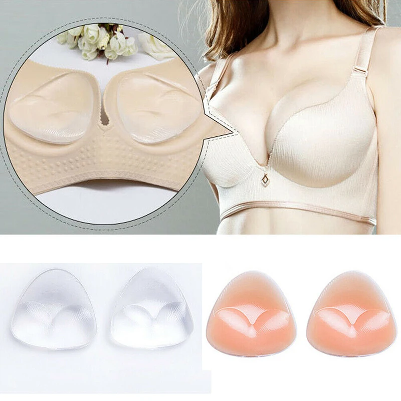 1 Pair Women Bra Insert Silicone Triangle Pads Push Up Removable Bikini Enhancer Swimsuit Intimates Accessories New HOT | Женская одежда