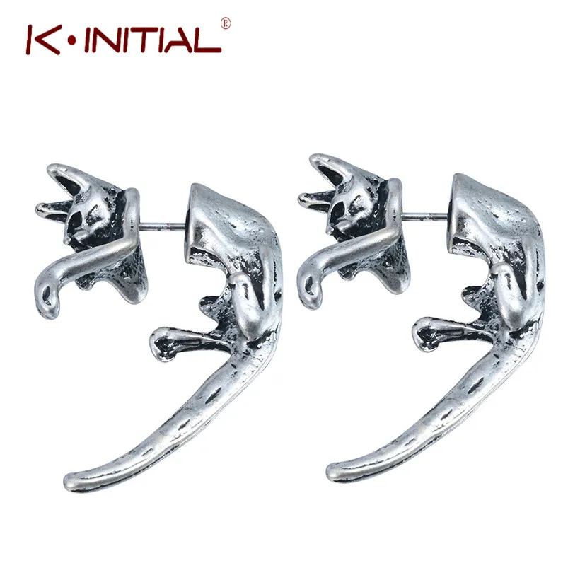 

Kinitial 1Pair Fake Gauge Earring KITTY CAT PET Animal Shaped Plug Stud Earring 3D Cat Stud Earrings For Girl Fashion Jewelry