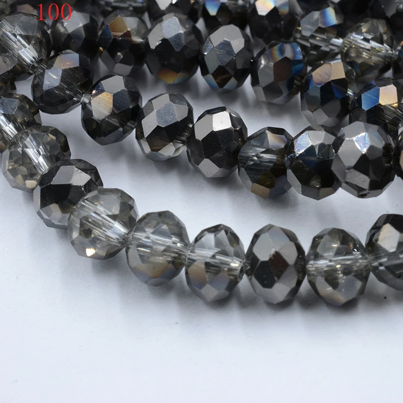 

FLTMRH Wholesale 70pcs Rondelle Faceted Crystal Glass Loose Spacer Beads 8mm silver color