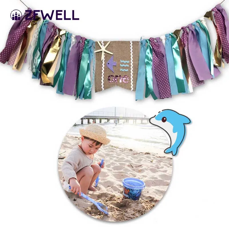 ZFWELL. Ocean/1 год детский обеденный стул для дня рождения с флагом брабана детей