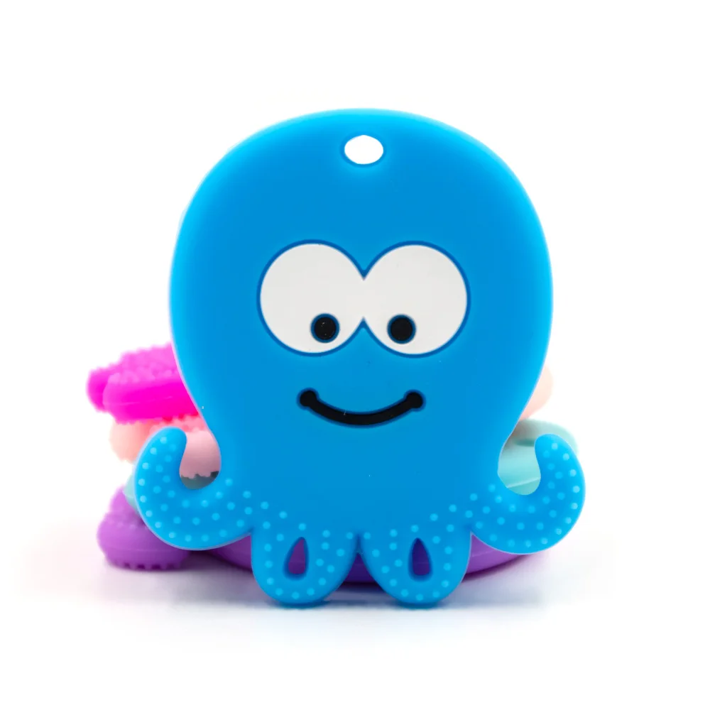 Sky Blue 1 шт., силиконовый прорезыватель, мультяшный осьминог, жевательная Подвеска для соски, ожерелье для кормления, соска, BPA бесплатно, детский прорезыватель, сделай сам, для бисера - Цвет: Sky Blue