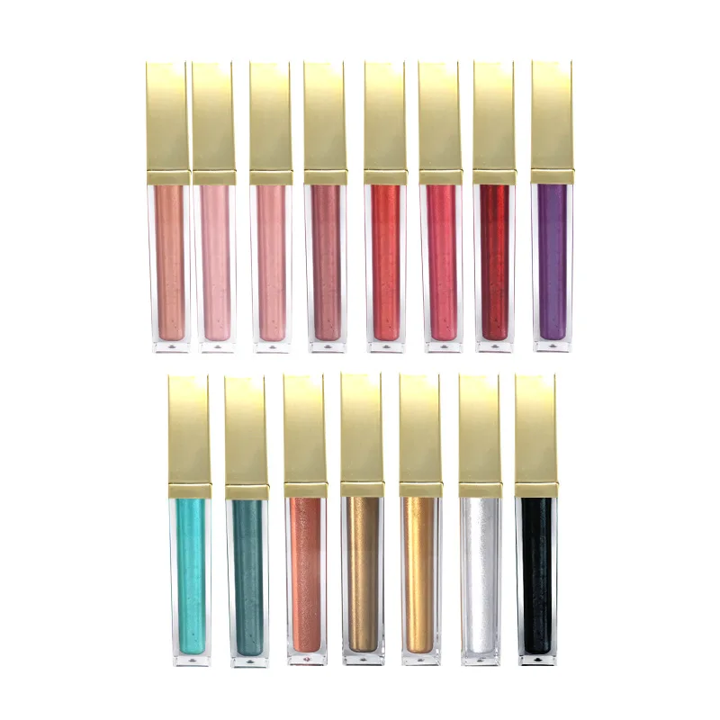 Wholesale Waterproof 15 Colors Shimmer Shiny Liquid Lip Gloss Lipstick Square No Logo Makeup Lip Gloss Lipstick Lip sticks 15pcs