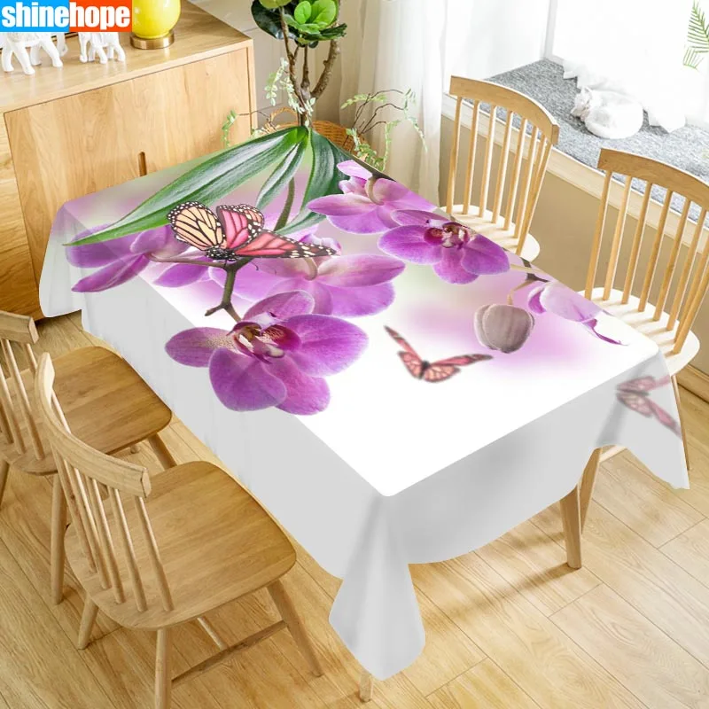 New Arrival Custom Flower and Butterfly Table Cloth Waterproof Oxford Fabric Rectangular Tablecloth Home Party | Дом и сад