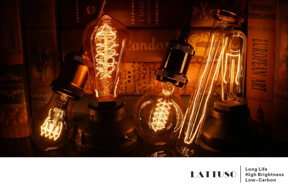 Винтажные лампочки с лампочками Эдисона LATTUSO E27 220 В лампы накаливания 40 Вт A19 A60 ST64 G95 лампа накаливания Ретро светильник Эдисона для подвесных ламп
