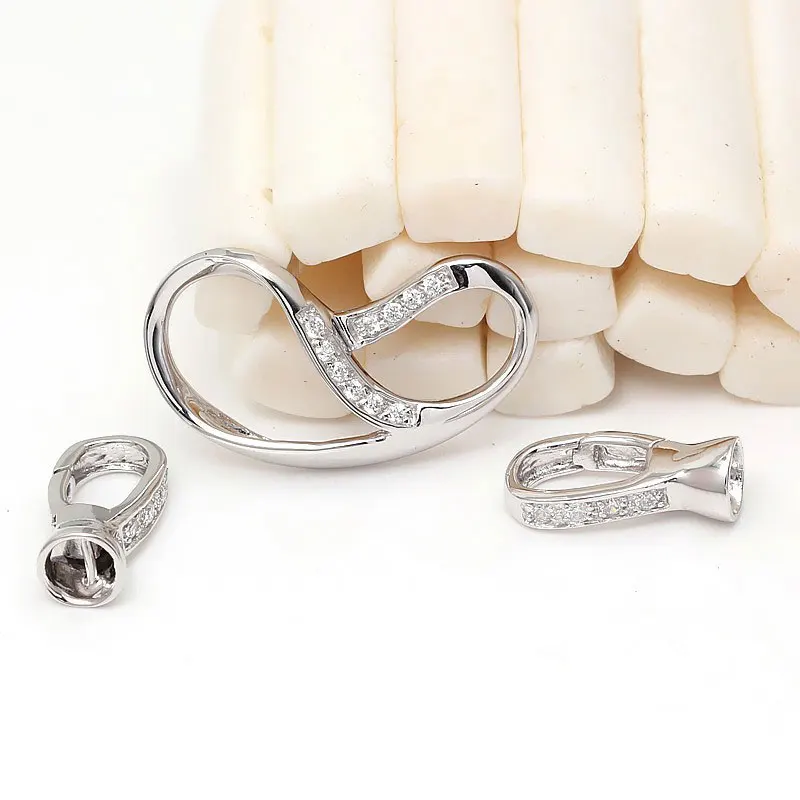 JOYMARK Music Symbol 925 Sterling Silver Zircon Pave Connector Clasps With End Caps For DIY Pearl Gemstone Necklace SC-CZ130 | Украшения и