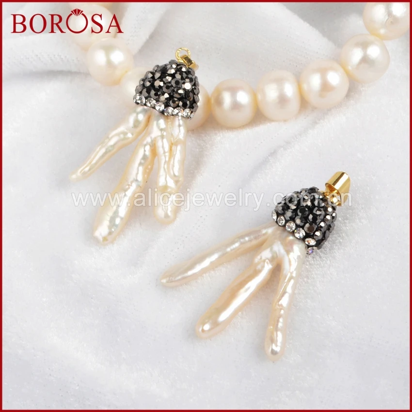 BOROSA натуральный жемчуг кулон для Для женщин ветки дерева пресноводный из бисера