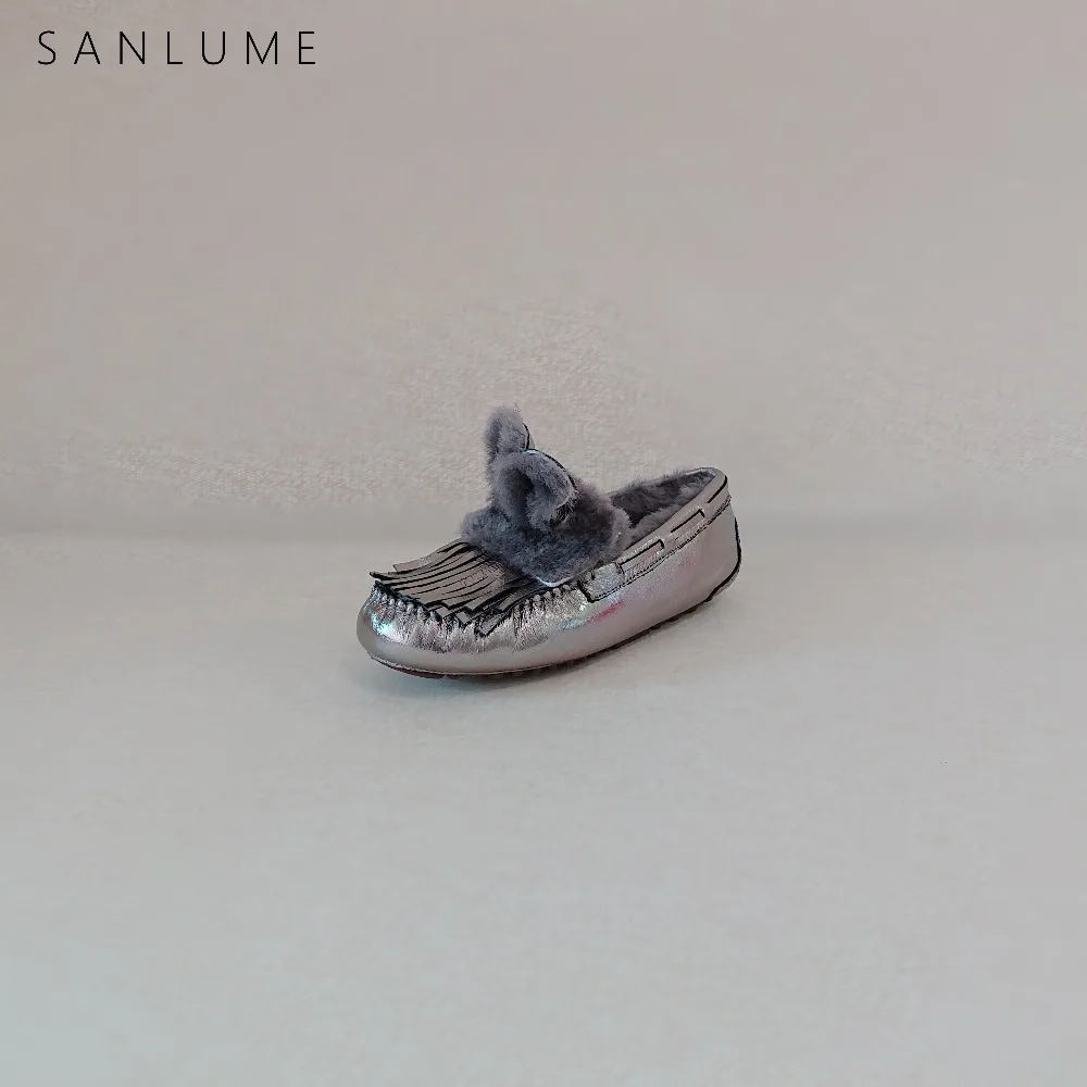 Лоферы SANLUME женские на плоской подошве Повседневная зимняя обувь из лакированной