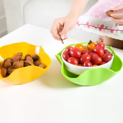 

BF040 Multifunctional Double fruit bowl household fruit plate modern fashion creative plastic dry fruit basket 21*9cm