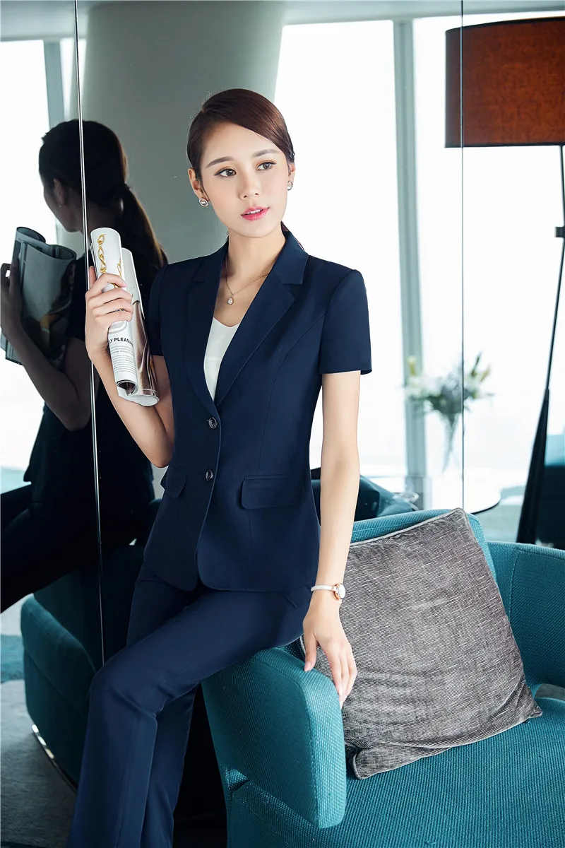 Новая Мода 2017 Лето короткий рукав формальный Блейзер Пальто для офиса Дамская