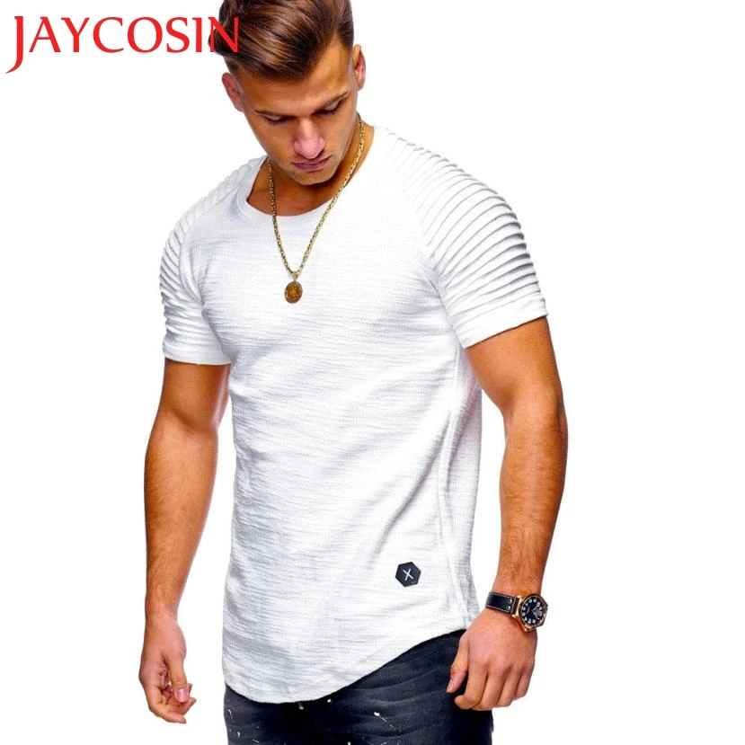 Для мужчин футболка Slim Fit с круглым вырезом короткий рукав мышцы хлопок