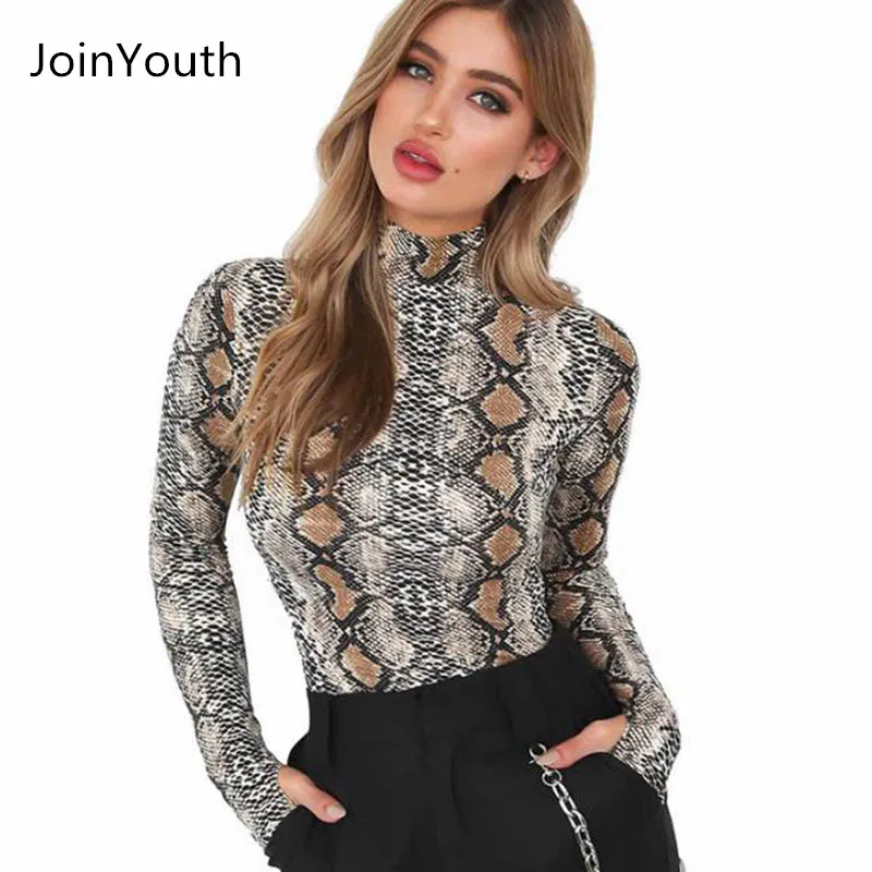 JoinYouth Женский Осенний комбинезон со змеиным принтом тонкая футболка