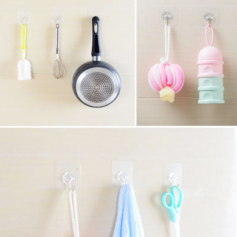 

6PCs Wall Hooks Strong Transparent Suction Cup Sucker Hanger For Kitchen Bathroom key holder wall hook Storage Hangers mutfak