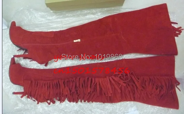 Последним скидка бренд женщин бахромой сапоги на высоком каблуке кисточкой