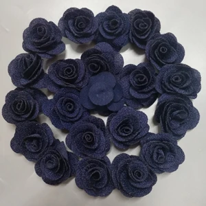 Navy Blue 10 шт./упак. Размер 4 см Ткань Роза цветок ручной работы Цветы из ткани ручной DIY Материал Букеты Свадебные для волос в форме цветка Ткань аксессуары - Цвет: Navy Blue