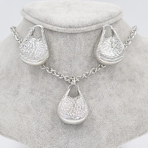 Солнечный Jewelry большие круглые Для женщин модные серьги Подвеска Ожерелье для Ювелирное Украшение в подарок на день рождения наборы медный замок для вечерние свадебные - Окраска металла: Earrings Necklace