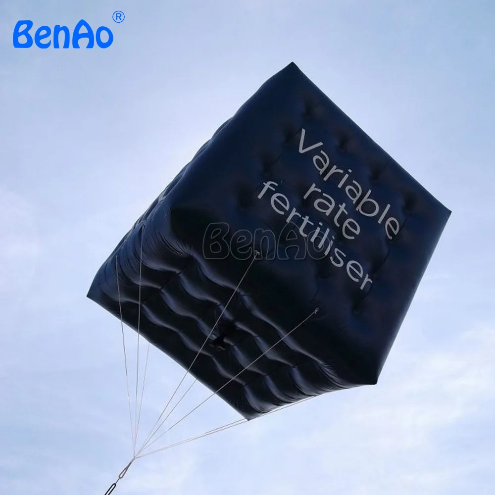 

AO740 BenAo Free shipping 2M Hot Sale PVC Black Inflatable Helium Cube Balloon , Square Ball For Advertising