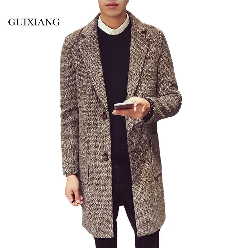 Новое поступление 2019 Стильное мужское шерстяное пальто модное свободное
