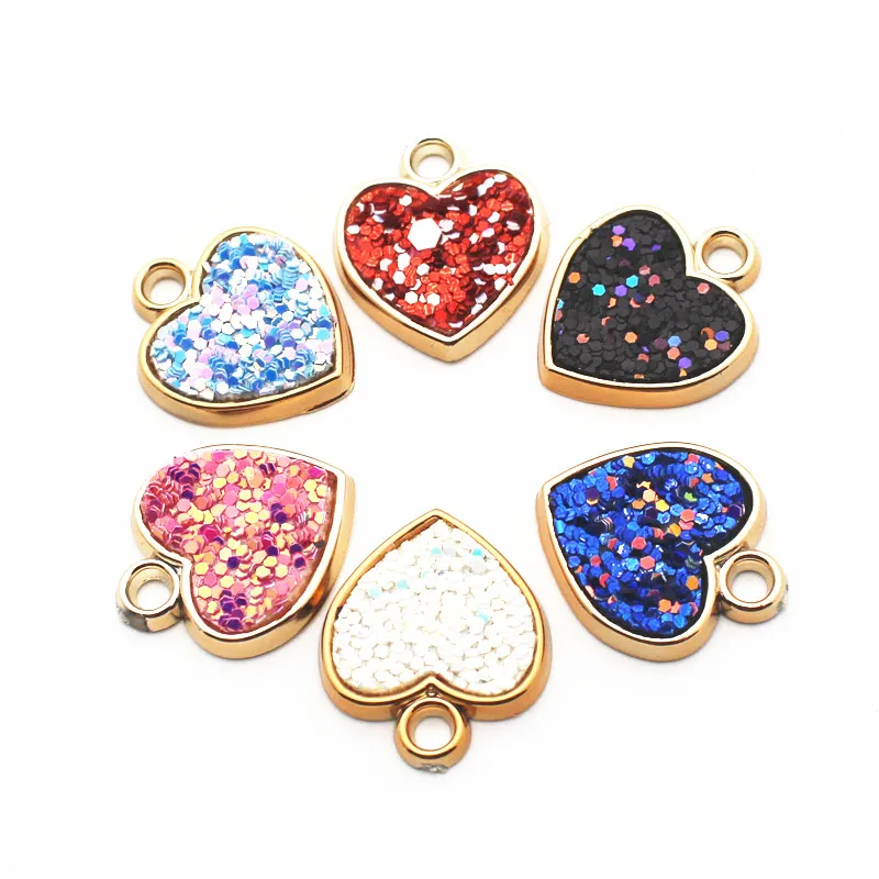 

Микс 50 шт./лот, хрустальное сердце, Золотой пластиковый кулон, подвески, подвески с карабином, подвеска для ожерелья, браслета, ювелирные изделия