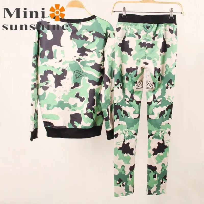 Fashion Autumn Long Sleeve Sweat suit Camouflage Sportswear Women Tracksuits Uniform Lady 2 Pieces Set Sweatshirt pant z10 | Женская