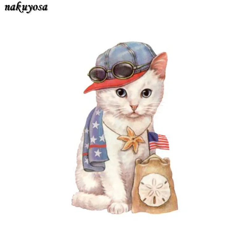 Модные ковбойские кошачьи полосатые наклейки с утюгом для переноса одежды DIY