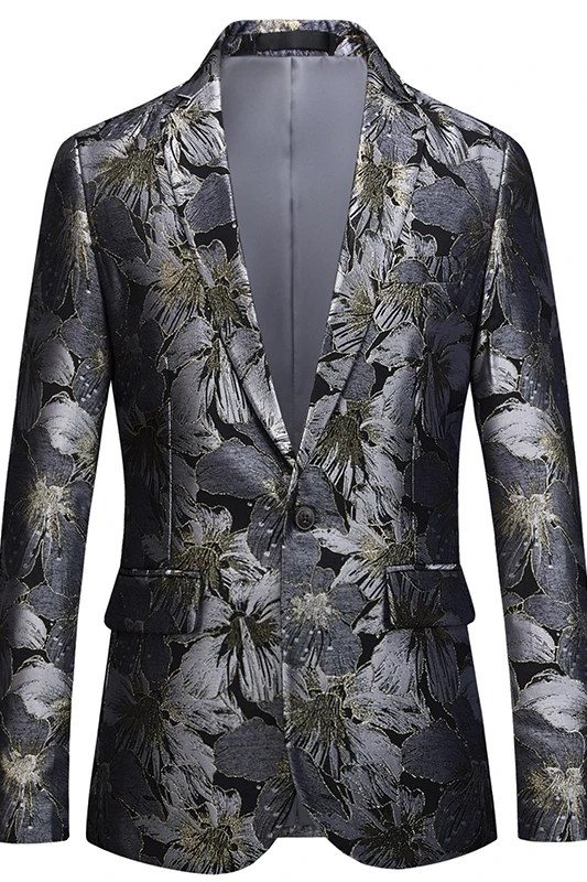

Loldeal Men's Floral Blazer Slim Fit Two Buttons Dinner Jacket Coat