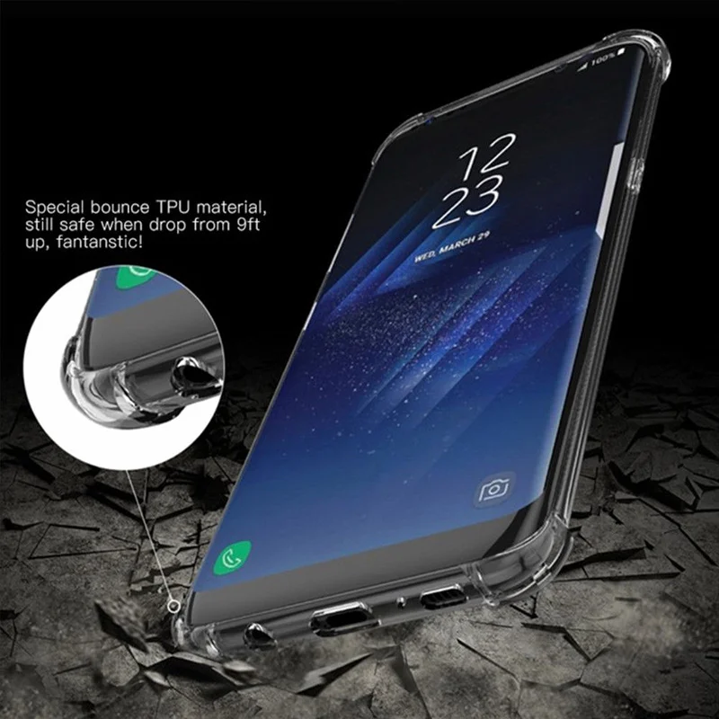 Чехол для мобильного телефона ударопрочный плотный прозрачный Samsung S8 S9 Plus Note8
