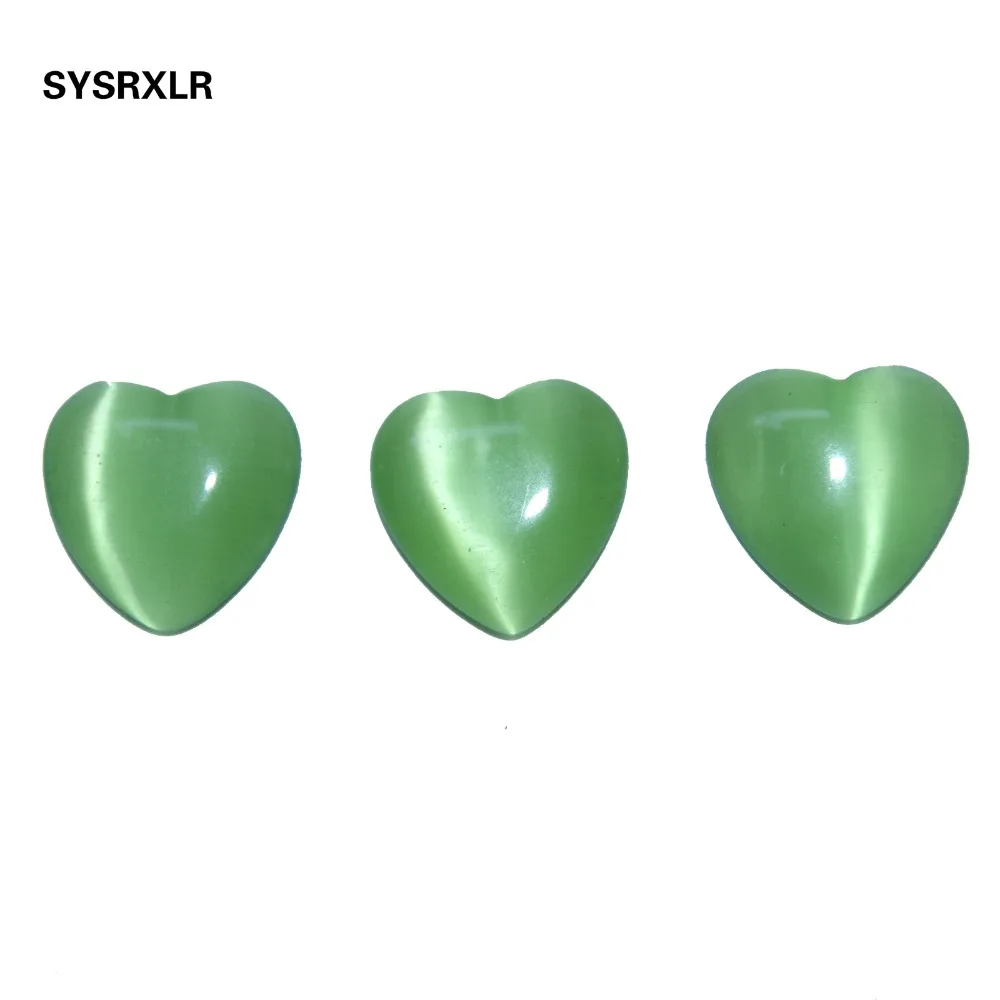 Бусины в форме сердца с зеленым опалом 12 мм 20 шт.|cat eye beads|beads for jewelry makingeye bead |