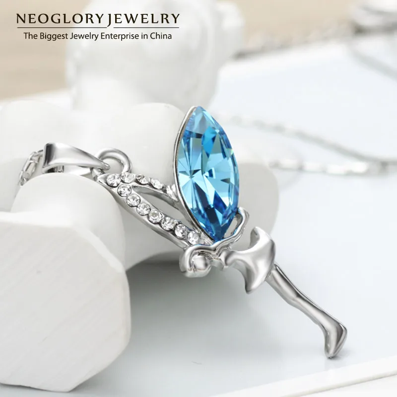 Neoglory сплав циркон чешские Стразы подвески в виде ангела и ожерелья для женщин